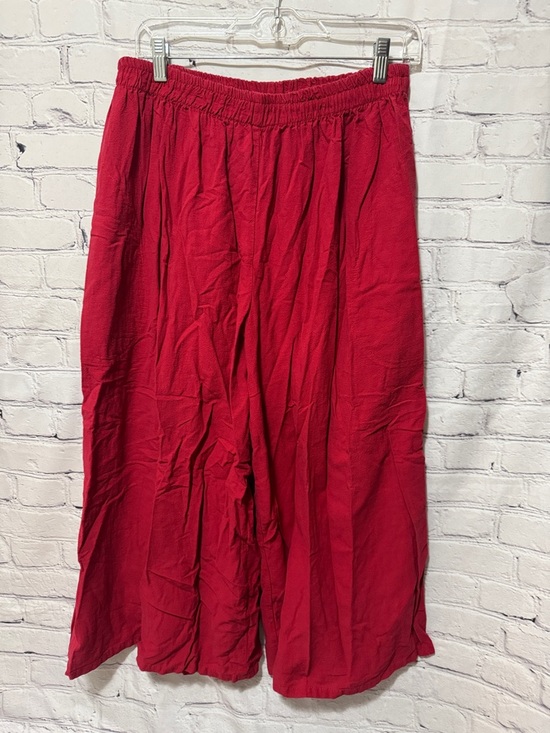 B’Gauze Pants - Red Elastic Waist Wide Leg Pants